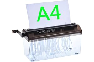 COOCNH Destructeur de Documents Manuel A4 Mini, Déchiqueteuse Portable à Manivelle pour Papier, Factures et Documents Financiers, Largeur d'Entrée 229mm, Coupe en Bandes de 3mm