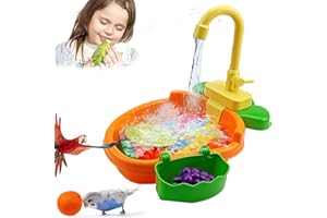 GZWY Parrots Bathtub Bird Bath Box Feeder Bowl with Water Faucet Automatic Bird Bathing Shower Food Feeder Bath Stand Pet Pool,Container Bird Accessory for Pet Parrots (Orange)