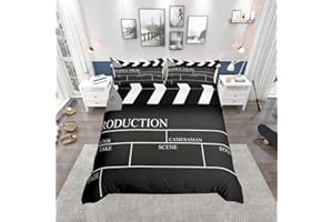 HOMEMISSING Set di biancheria da letto vintage per ragazze ragazzi bambini cinema a tema trapunta a tema filmstrip copripiumino copripiumino per letto singolo di biancheria da letto 3 pezzi