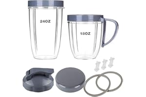 FUNTUAN Mixer-teile, 510 ml / 680 ml Becher mit Lippen-Ring, Flip-Top to go Deckel, Frischhaltedeckel, Dichtungen und StoÃŸkissen, kompatibel mit Nutribullet 600 W 900 W