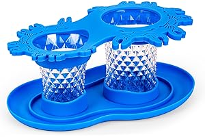 CHASBETE Paint Brush Holder Durable For Painting Studio Home Outdoor Painting, Silicone Watercolor Water-Based Paint Brush Cleaner, 2 Cups In One, Blue