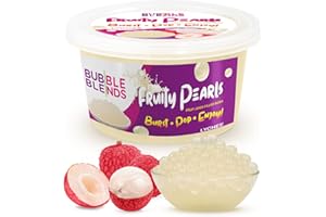 ‎BUBBLE BLENDS Popping Boba Fruchtperlen Lychee Sortenpaket - 450g Bubble Blends Boba Perlen mit Fruchtsaft – Milchfrei, 100 % Fett- & Glutenfrei - Boba Bubble Tea Perlen - Getränkezugabe oder Verzierung