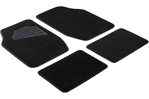 ‎WALSER Walser Auto-Teppich Matrix, Universal Fußmatten-Set, Automatten 4-teilig, Allwettermatten, Auto-Schutzmatten-Set, PKW-Teppich schwarz