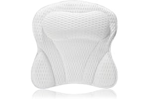 SCULIFYVITA Almohada Bañera Antideslizante de Espuma Viscoelástica para Relajación, Cojín de Baño para Adultos, Ideal para SPA y Sillas de Baño - con 6 Ventosas y Tejido de Malla 4D (Blanco)