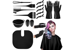 Halinuia 13 Stk Haarfärbepinsel Set für Farbe und Strähnen, Haar Färben Färbung Tool für zu Hause, Haare Färben Zubehör for DIY Beauty Salon mit Umhänge Handschuhe Bürstenkamm Haartönungsschale