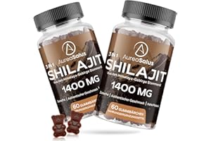 AUREASALUS 1400mg Shilajit Gummis hochdosiert, zuckerfrei | Premium Himalaya Ergänzung mit Fulvosäure & Spurenelementen, 120 vegane Gummis