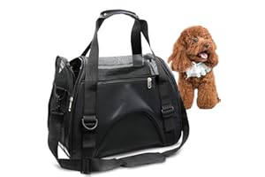 GOMMLE Transporteur de Voyage pour Animaux de Compagnie, pour Chat et Chien, Côté Souple, Portable, avec Fermeture éclair, Pliable, pour Chiot, Chaton (L - 53x28x35 CM for Max 7KG Pet, Noir)