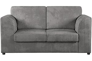 SOFASELECTIONUK LTD Sofa Selection’s Jumbo Cord High Back 2-Seater Sofa | Luxurious High Back 2-Seater Sofa In Grey Soft Cord Fabric Elevate Your Space with a Compact yet Comfortable Seating (Grey, 2 Seater)