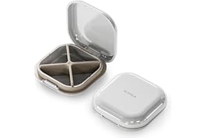 ‎ONTERATE ONTERATE Codzienny Organizer na Pigułki 4 Przegródki, Przenośne Podróżne Etui na Pigułki, Mini Pojemnik na Pigułki do Kieszeni w Torebce, Kompaktowy Podróżny Organizer na Leki na Witaminy (Szary)