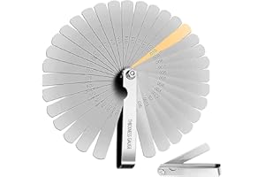 HREDZEO Jauge D'épaisseur en Acier Inoxydable,Jauge D'épaisseur en Acier Inoxydable 32 Lames Jauge D'épaisseur Marquée Métrique et Impériale Utilisée pour Mesurer la Largeur ou L'épaisseur D'un Espace