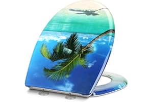 YOTOREE Abattant WC Forme O, Urée Formaldéhyde Cuvette Toilette, Lunette WC avec Fermeture Douce et Libération Rapide, Lunette de Toilette Universelle, O Siège de Toilette Peut Supporter 200Kg (Plage)