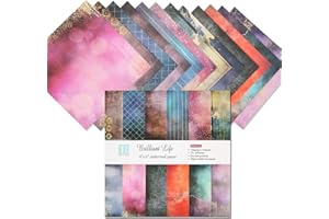 ORIENTAL RIVERKIT Scrapbook Paper Pad, Decorative Paper 15 x 15 cm, Single-sided, 12 Patterns, 24 Sheets, for Card Making, Background Decoration (A-6 Inch Brilliant Life)