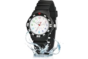 Juboos Kids Watches,Children Analogue Quartz Watch for Boys Girls Kids Waterproof Time Teach Watches, Light Dial Soft Band Wrist for Kids Sport Outdoor Wrist Watches 7-16