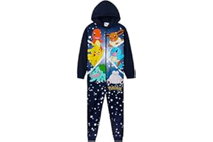 Pokémon Pijama Niño Entero - Pijama Niño, Onesie Cierre Cremallera Completo, Edad 4-14 Años, Regalo Navidad
