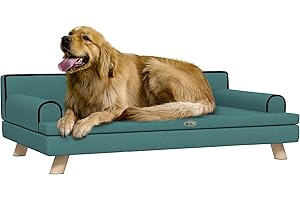 PawHut Dog Sofa w/Legs, Water-Resistant Fabric for Large, Medium Dogs - Green