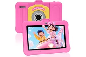 TABTIVI 7 Inch Android Kids Tablet, 8 (3+5) GB RAM, 64GB ROM (TF 128GB), GMS Certified, Pre-Installed Apps, Educative, Parental Control, WiFi, Pink