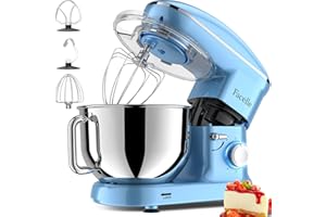 ‎FACELLE Küchenmaschine,Facelle Knetmaschine 1500W, Teigmaschine Rührmaschine mit 6,2L Edelstahl Schüssel 6 Geschwindigkeiten Geräuscharme Teigknetmaschine inkl Rührbesen, Knethaken, Schläger und Spritzschutz