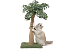 Furlogy Cat Scratching Post Cat Scratcher, 92cm Tall Scratch Post for Cats with Natural Sisal Rope, 3 Interactive Balls and Curved Design Scratching Posts for Indoor Cats, Multi-Combinable (Style B)