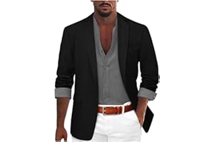 Genérico Blazer Hombre Casual Lino, Americana Hombre Casual Slim Fit Chaquetas De Traje Formal De Negocios Un Botón De Un Solo Pecho Chaqueta Elegante con Bolsillo