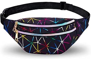 Waist Bag hirsrian Holographic Fanny Pack Waist Belt Bags PU Leather Bumbags Waterproof Lightweight Hip Pouch for Ladies Women(Black