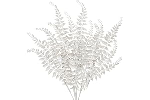 ‎OAIRSE Oairse 68CM 4er Set Kunstpflanze Kunstzweig Weihnachten deko Glitzer, Weihnachten Blätter für Weihnachtsbaum Neujahr Ornamente, Künstliche Farn für Feiertags-Esstischdekoration, Weiß
