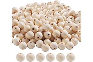 Glaxcidy Runde Holzperlen, 95 Pcs Natürliche Runde Holzperlen, 25mm Unbehandelt Holzkugeln mit Loch, Unlackierte Holzperlen für Handwerk DIY Handgemachte Dekoration, Schmuckherstellung