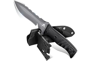 Purple Dragon Survival Messer Outdoor, Scharfe Feststehende Klinge aus D2 Stahl, Full Tang mit G10 Griff, Bushcraft Messer Kydex Scheide, Geschenk für Männer