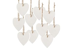 LOGBUCH-VERLAG Corazones Madera Colgantes Blancos, 10 Unidades: Adornos corazón Decorativo para Colgar en Boda, San valentín, Navidad o Aniversarios, decoración hogar y Regalos Personalizados, 7 cm