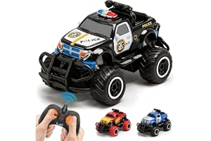 Pup Go polisbil fjärrstyrd med ljus för barn 3–9 år | robust polisbil leksak småbarn, mini RC bil monstertruck offroad inomhu