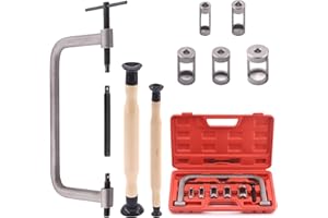 Swpeet Kit de 13 outils de compresseur de ressort de soupape, y compris 5 adaptateurs poussoirs, vis d'extension, jeu de valve et barre de compression pour moto, voiture, petit véhicule à moteur