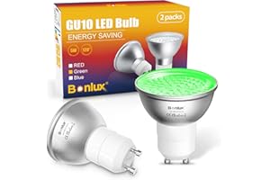 Bonlux GU10 Green LED Spotlight Bulbs, 5W GU10 Green Bulb 220-240V MR16 GU10 Green Coloured Spot Light Bulb for Wall Washer Lamps, Landscape Lighting, Decorative Mood Lighting, 2-Pack