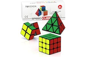 ROXENDA Cube de Vitesse 2X2 3X3 Pyramid Original Cube Speed Cube Sticker Cube Magique Facile à Tourner et à Lisser(Original)