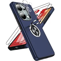 Schutzhülle Für Xiaomi Redmi Note 13 Pro 5G – Mit 2 Panzerfolien & 2 Kamera Folien, TPU Hybrid, Metall Ring Ständer, Schwarz