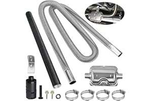 IXYHKB 25mm Abgasschlauch für Stromerzeuger mit Schalldämpfer, Edelstahl Auspuff Abgasrohr 120cm, Diesel Standheizung Auspuff mit Einlassrohr 25mm, Auspuffrohr, Luftfilter, 4 Edelstahl Klammern, Zubehör