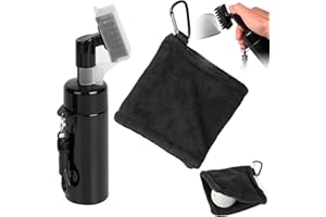 PANGTON VILLA Golf Reinigungsbürste und Golfball Reinigungstuch mit Haken, Golfbürste, Golfschlägerbürste, Rillenreiniger, Professionelle Golfschläger-Reinigungsbürste, Schwarz Golf Zubehör