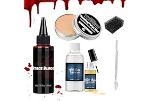 CHASPA Halloween Make Up SFX Makeup Kits, Scar Wax + Spirit Gum Adhesive and Remover + Stage Blood + Stipple Sponge + Spatula Tool, Special Effects Makeup Kit for Cosplay Zombie Theatrical