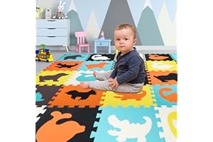 Yostrong® EVA Gomma Tappeto Gioco Bambini Per Puzzle | Tappetino Neonato Gattonamento, 24 Pezzi Con Puzzle di Animali. Multicolore. YP-61b24N
