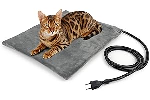 ‎NICREW NICREW Haustier Heizkissen für Katze Hund 45 x 40cm, Elektrisches Heizkissen mit Anti-Bite-Schlauchwickel Kabel, Grau, 30 W