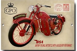 VINTAGE SIGN DESIGNS BSA Bantam GPO motorcycle quality metal sign. OFFICIALLY LICENSED B.S.A PRODUCT. © &™ BSA