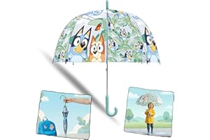 SRV Hub Kids Dome Umbrella 3-7 Years, Transparent PVC Windproof Stick Umbrella with Curved Handle, Lightweight Rain Protection Brolly for Boys Girls, School Travel Outdoor Use