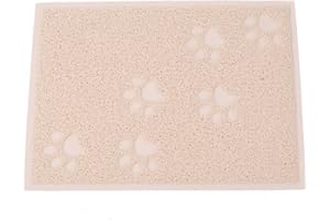 KINGCOO Alfombrilla Gato, Impermeable Antideslizante Cuadrado Pet Litter Mat Alfombras para Perros Gatos Arenero Esterilla Fácil de Limpiar,30 x 40 cm (Beige)