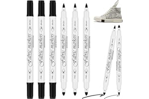 VORHOT 6 Pezzi Pennarello Indelebile Nero per Tessuti e Stoffa, 1-5mm Doppia Punta Pennarelli, Resistenti ai Lavaggi Marker Pennarelli, Permanenti Black Fabric Markers Pen per Pittura T-Shirt Borse