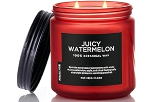 ‎M&SENSE M&SENSE Świeca Zapachowa Sokowita Arbuz (330g, 70h) - Naturalna Świeca Sojowa, 2 Knoty, Owocowy Zapach | Długotrwałe i Czyste Spalanie | Perfumy Domowe, Dekoracja Wnętrz