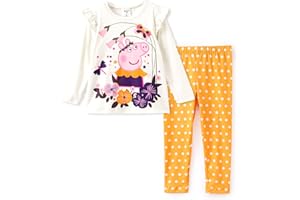 Peppa Pig Girls' Clothing Sets, Long Sleeve Shirt + Leggings Sets, Peppa Pig Pullover, Birthday Gifts, Cute Fashion, Kids' Autumn Winter Outfit, Two-Piece Clothing for Little Girls, 2-6 Years, 83-116