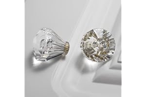 TFSZE 8 Pezzi Pomelli in Cristallo Per Cassetti e Comò,Guardaroba Pomelli,Pomelli per Mobili, Trasparente Cristallo Rotondi Maniglie con Viti per la Armadi, Cassetti, Comodino, Cucina, Soggiorno