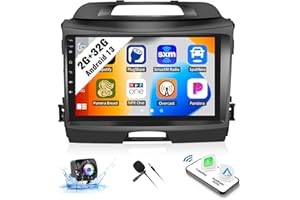 SIXWIN Android Car Stereo for Kia Sportage 2010 2012 2013 2014 2015 2016 2G+32G with Wireless CarPlay Android Auto 9 Inch Touchscreen with Bluetooth GPS Navigation WiFi FM Backup Camera MIC