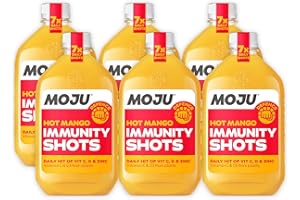 MOJU Immunity Hot Mango - Dosing Bottles (6x420ml, 42 Shots), 20μg VIT D3 & 100% RI VIT C and Zinc in Every Shot, Natural Ingredients, No Added Sugars or Sweeteners, Vegan