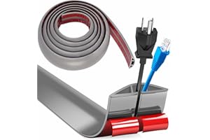 HENGRONGSHEN Pasacables Suelo, Canaleta Cables Suelo, 3.0m x 5cm Protector de Cables para Suelo, Cubiertas de Suelo para Cables Autoadhesiva Montaje para Todos los Hogar, Oficina, Escuela, Almacén (Gris)