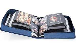 IPEB CD Storage Bag DVD Wallet Case Disc Organiser for Audio Music Media Disk Storage Holder Bag with Zipper（200 Disk Units, 100 Booklet Pockets-Blue