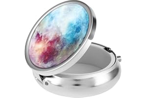 WY LIGHTING LEVEL Pillendose Elegantes Kleines Pillenetui Mit Spiegel Tragbarer Reise Pillenbehälterhalter für Die Tasche Dekorative Metallmedizin für Vitamine Fischöl Nahrungsergänzungsmittel